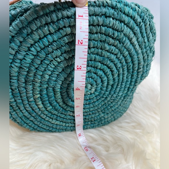 Mar Y Sol Teal Raffia /Straw Bucket Bag - Picture 12 of 12